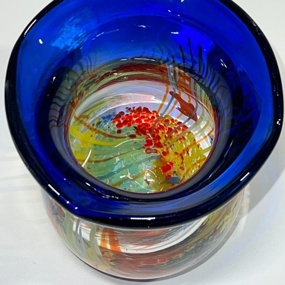Heavy thick Art Glass Blown Tropical Fish Aquarium Vase Murano Style - Picture 6 of 16